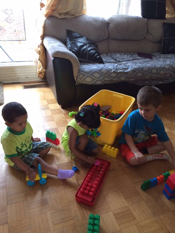 children playing with blocks